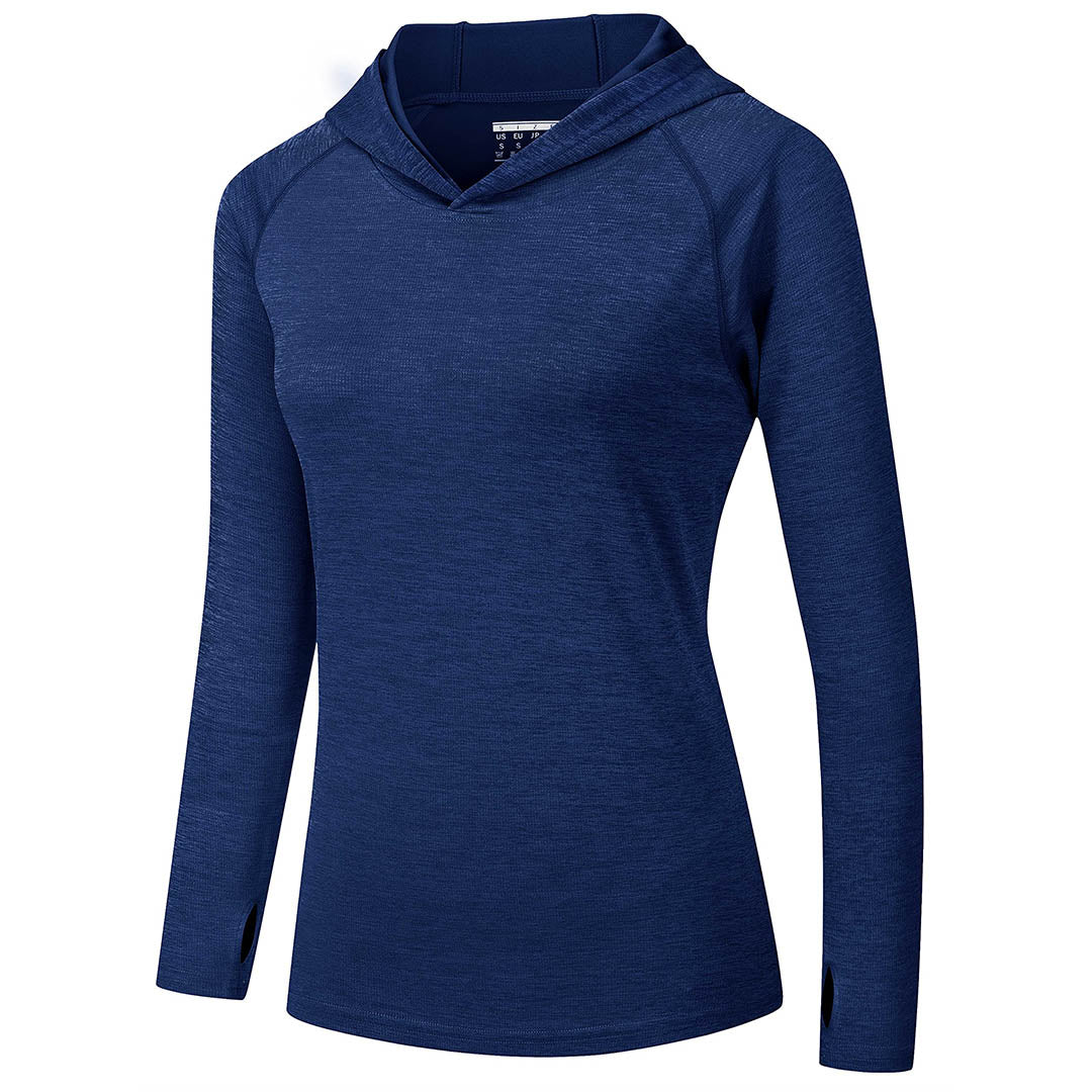 Women's UPF 50+ quick-dry hoodie long sleeve sun shirt lightweight polyester outdoor athletic fit