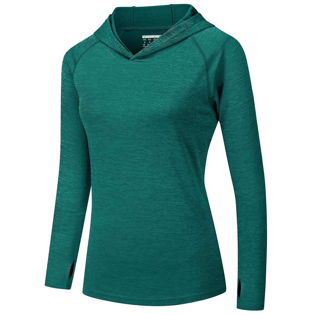 Women's UPF 50+ quick-dry hoodie long sleeve sun shirt lightweight polyester outdoor athletic fit
