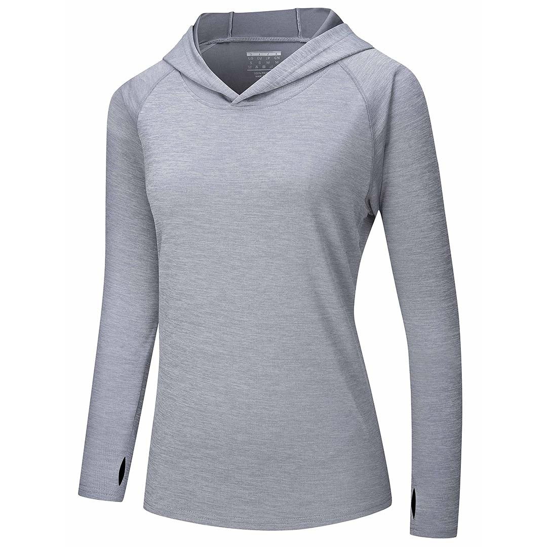 Women's UPF 50+ quick-dry hoodie long sleeve sun shield shirt lightweight polyester outdoor athletic fit