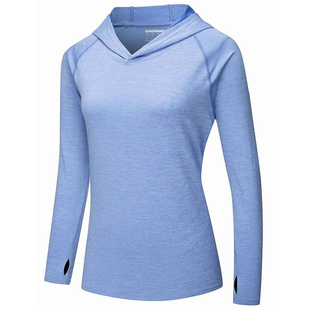 Women's UPF 50+ quick-dry hoodie lightweight long sleeve sun shield shirt for outdoor athletes