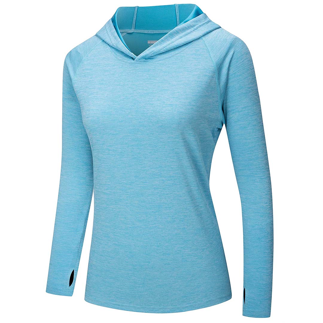 Women's UPF 50+ quick-dry hoodie long sleeve sun shirt lightweight polyester outdoor athletic fit