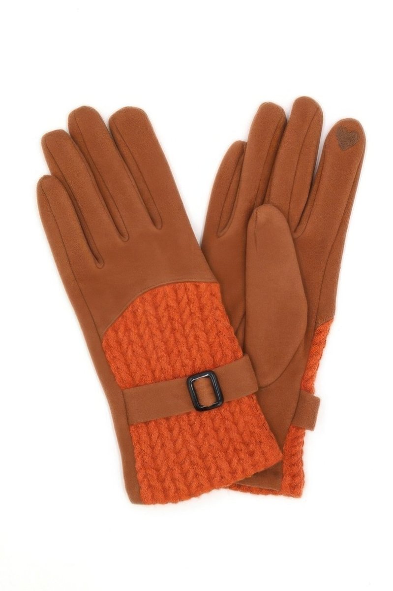 Women's cable knit winter gloves in classic colors with touchscreen-compatible fingertips for cold weather