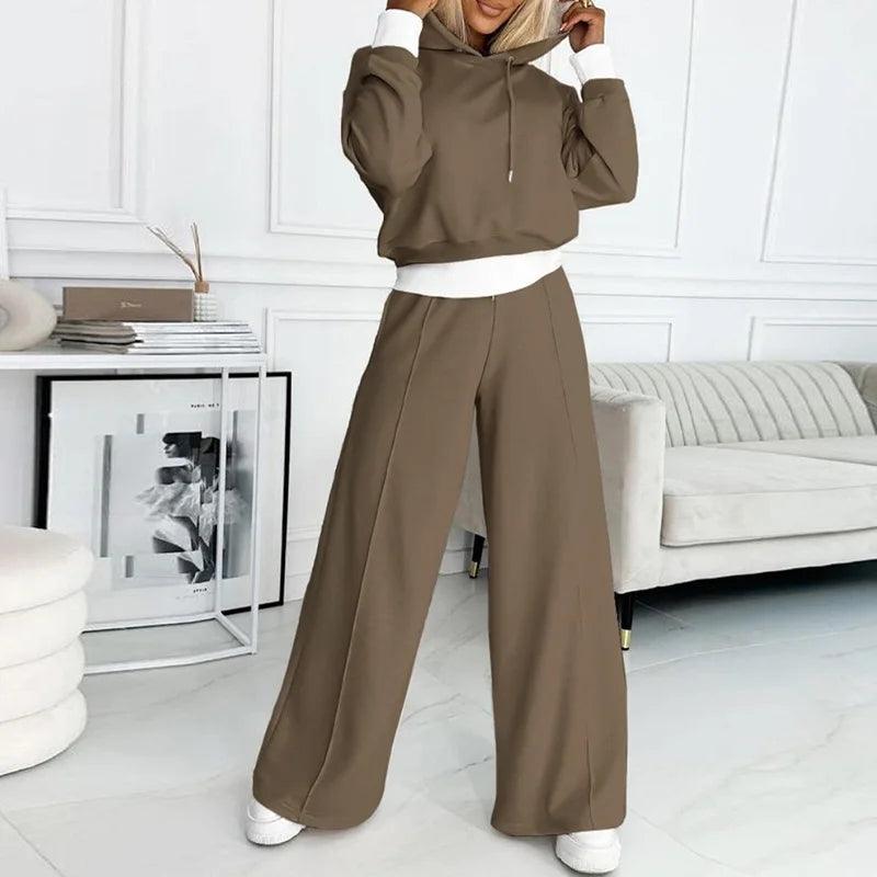 Women's warm monochrome matching set cozy minimalist lounge coord in soft premium fabric