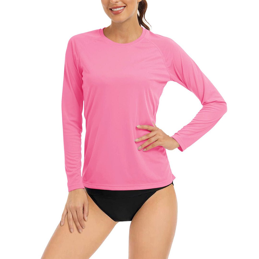 Women's UPF 50+ long sleeve sun protection shirt lightweight polyester tee for outdoor running