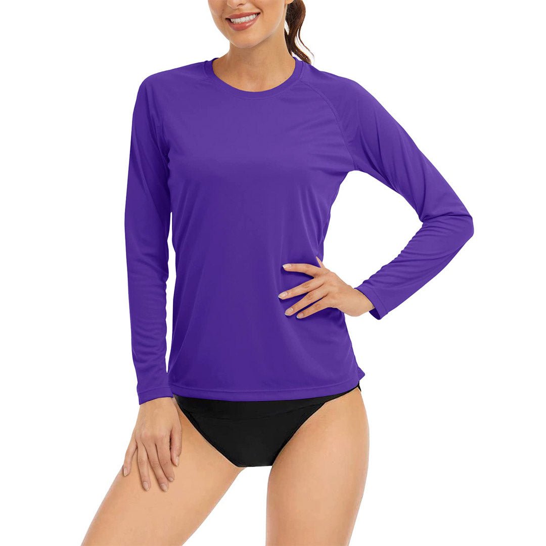 Women's UPF 50+ long sleeve sun protection shirt lightweight polyester tee for outdoor running