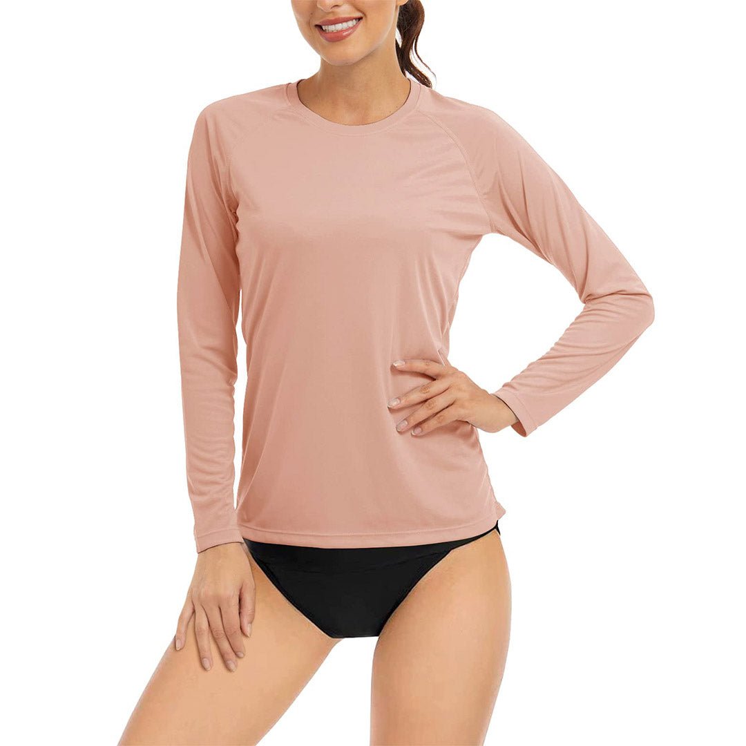 Women's UPF 50+ long sleeve sun protection shirt lightweight polyester outdoor running tee
