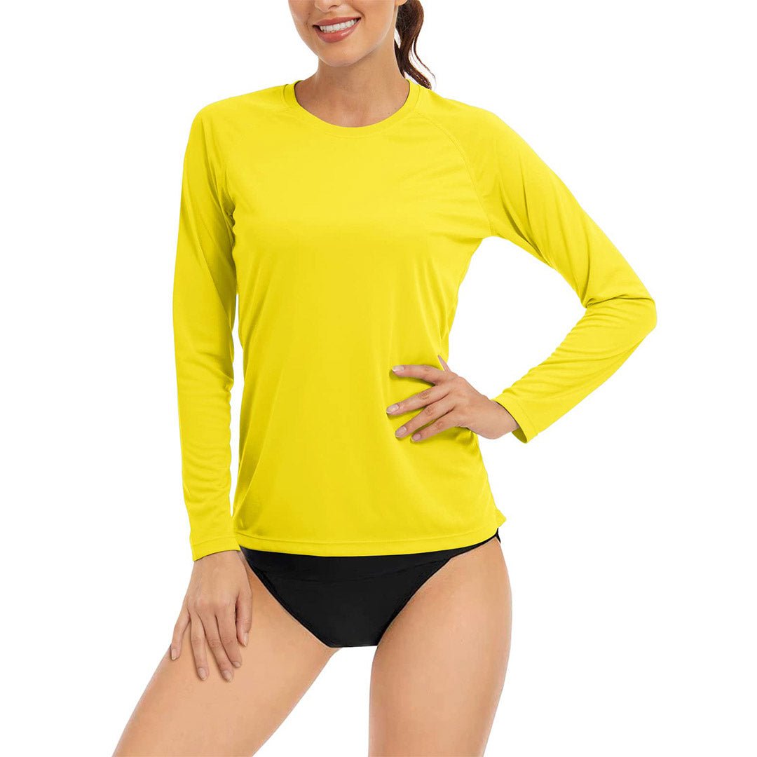 Women's UPF 50+ long sleeve sun protection shirt lightweight polyester outdoor running tee