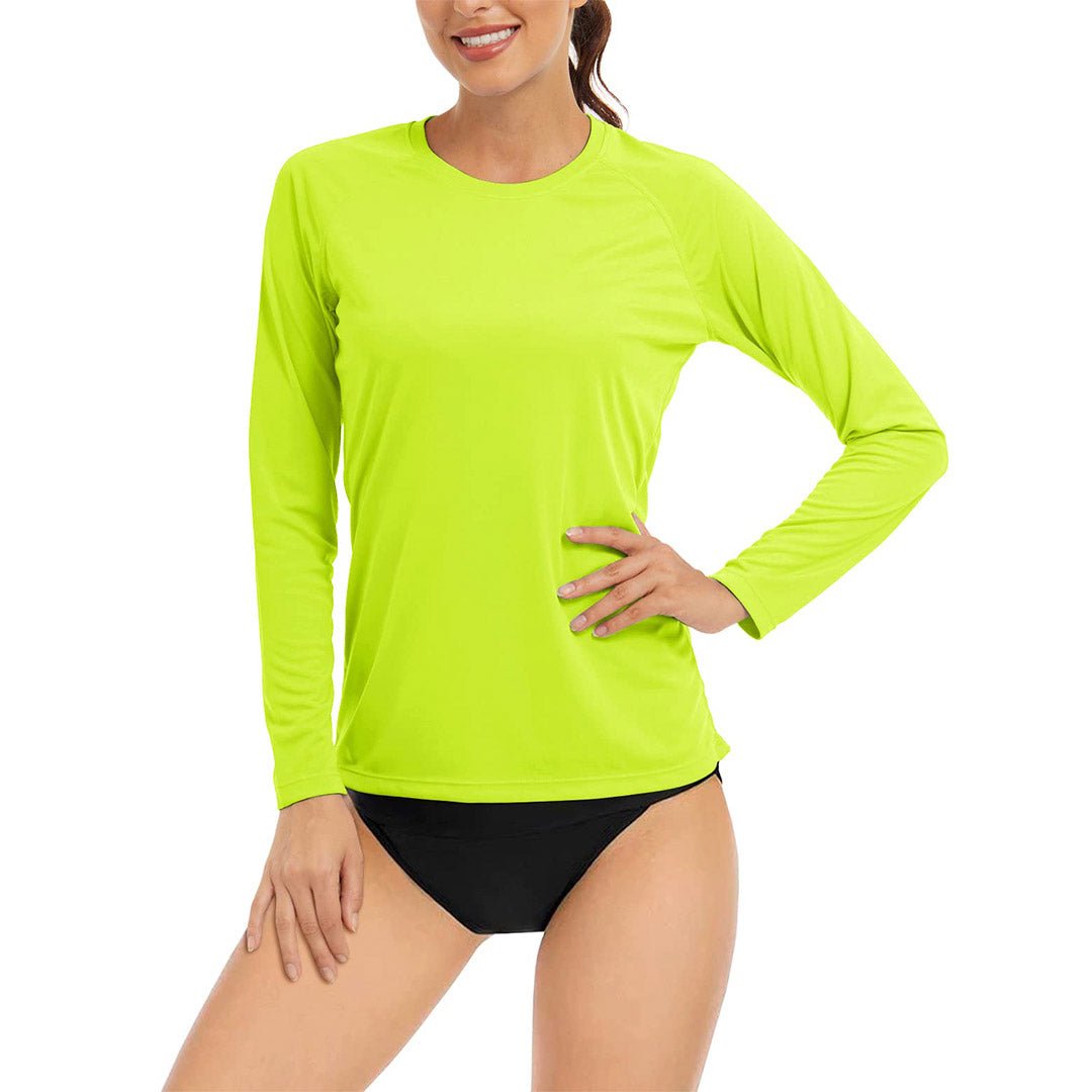 Women's UPF 50+ long sleeve sun protection shirt lightweight polyester tee for outdoor running