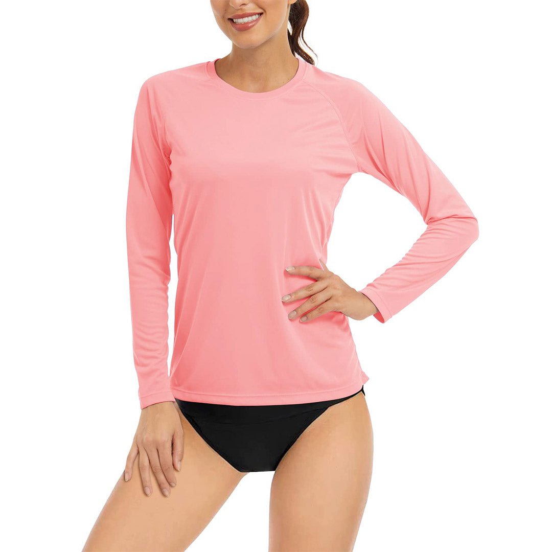 Women's UPF 50+ long sleeve sun protection shirt lightweight polyester tee for outdoor running