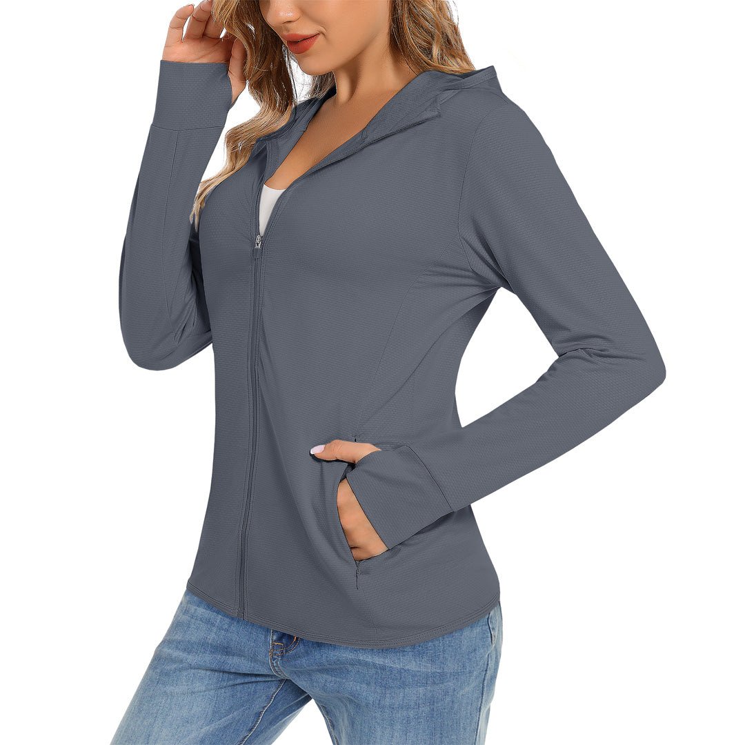 Women's UPF50 long sleeve golf shirt light quick-dry stretch zip polo for outdoor running and golfing
