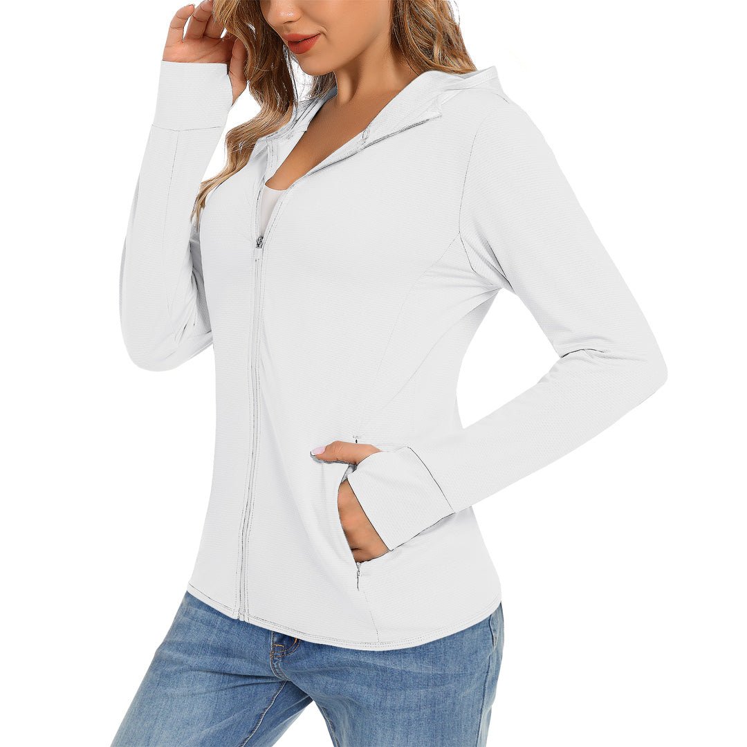 Women's UPF50 long sleeve golf shirt quick-dry lightweight zip-neck top for outdoor active runners