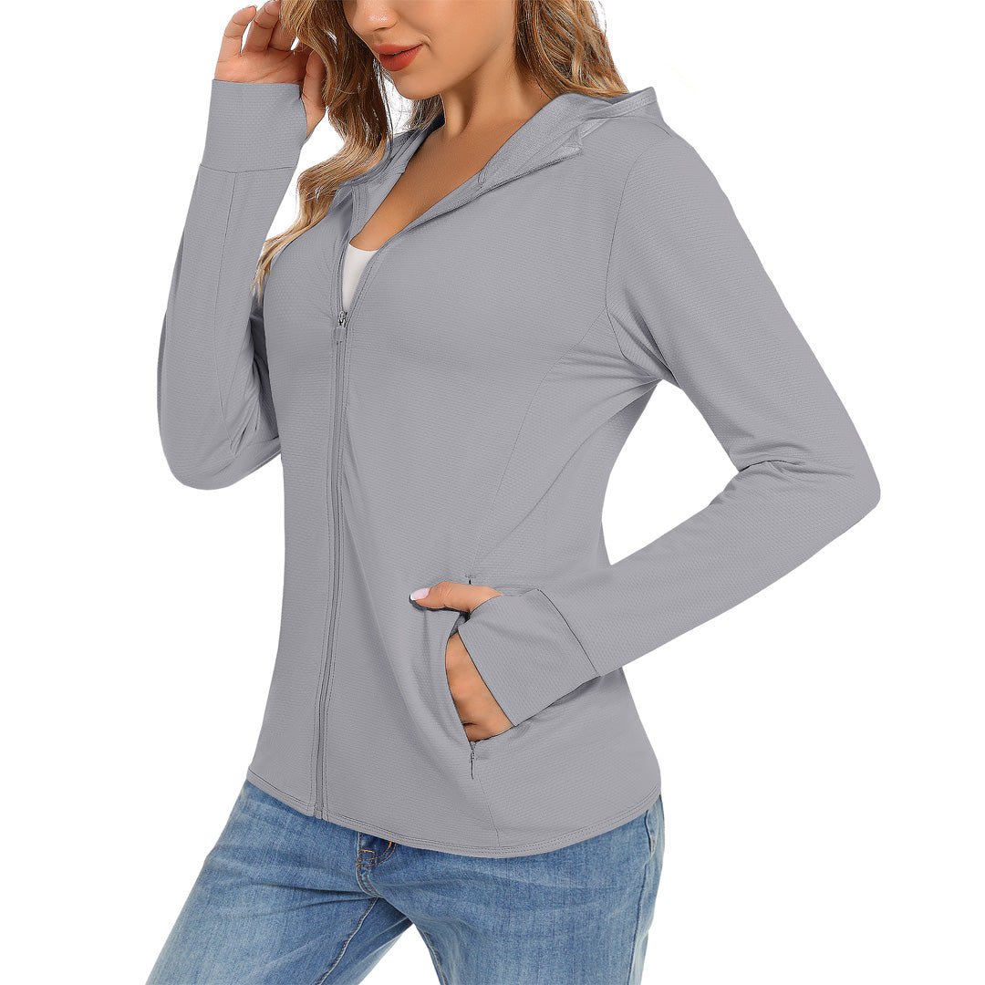 Women's UPF50 long sleeve golf shirt quick-dry lightweight stretch zip top for outdoor active runners