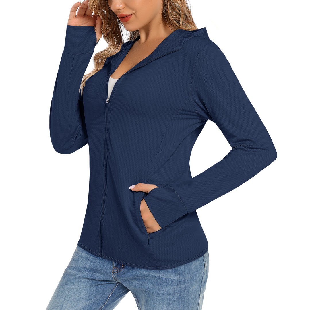 Women's UPF50 long sleeve golf shirt quick-dry stretch fabric zip closure for outdoor active wear