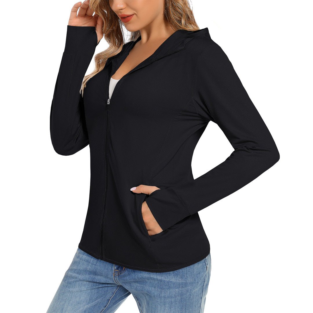 Women's UPF50 long sleeve golf shirt quick-dry stretch zip-neck top for outdoor running