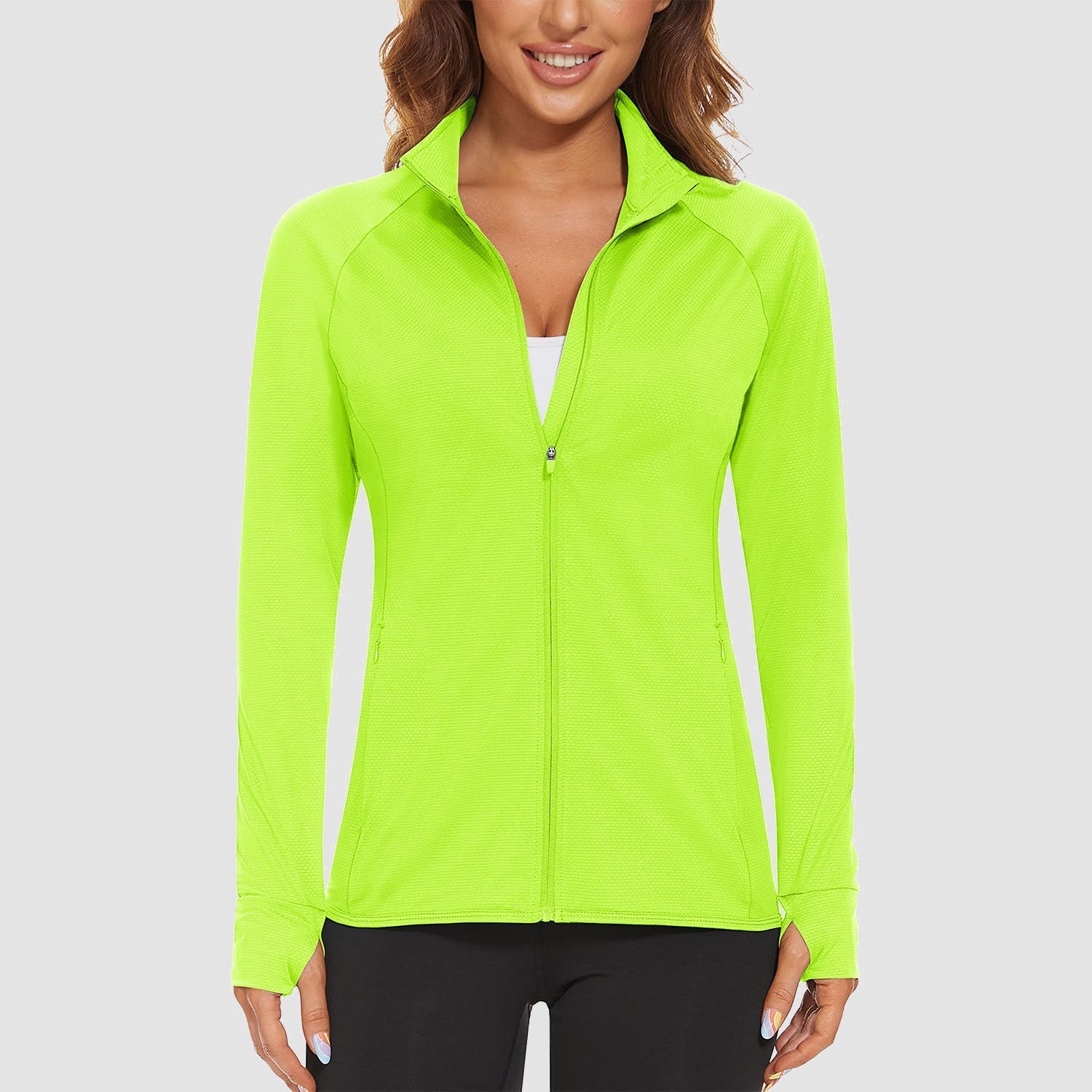 Women's UPF 50+ tennis jacket long sleeve lightweight 4-way stretch sun protection athletic fit