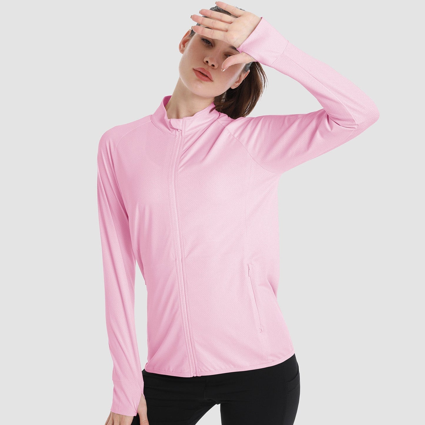 Women's UPF 50+ tennis jacket long sleeve quick-dry 4-way stretch sun protection lightweight