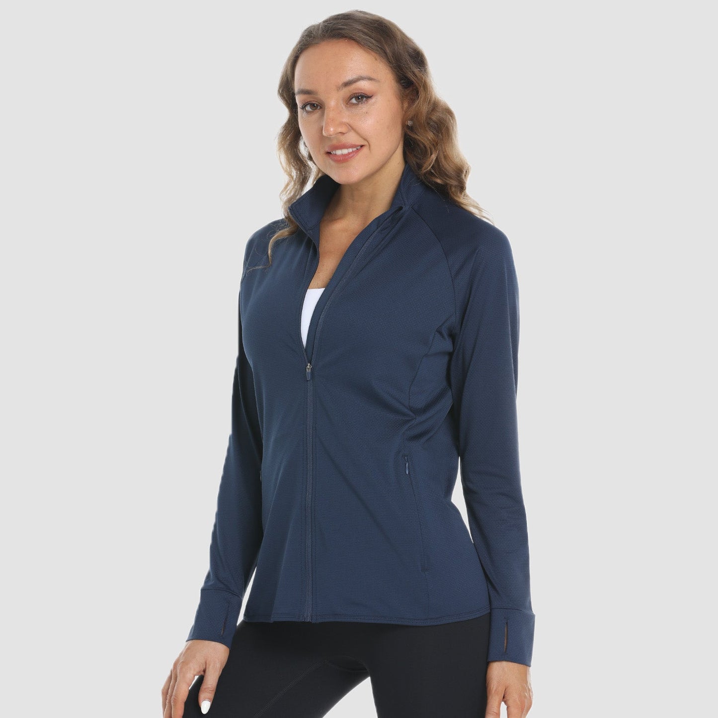 Women's UPF 50+ tennis jacket long sleeve quick-dry 4-way stretch sun protection athletic wear