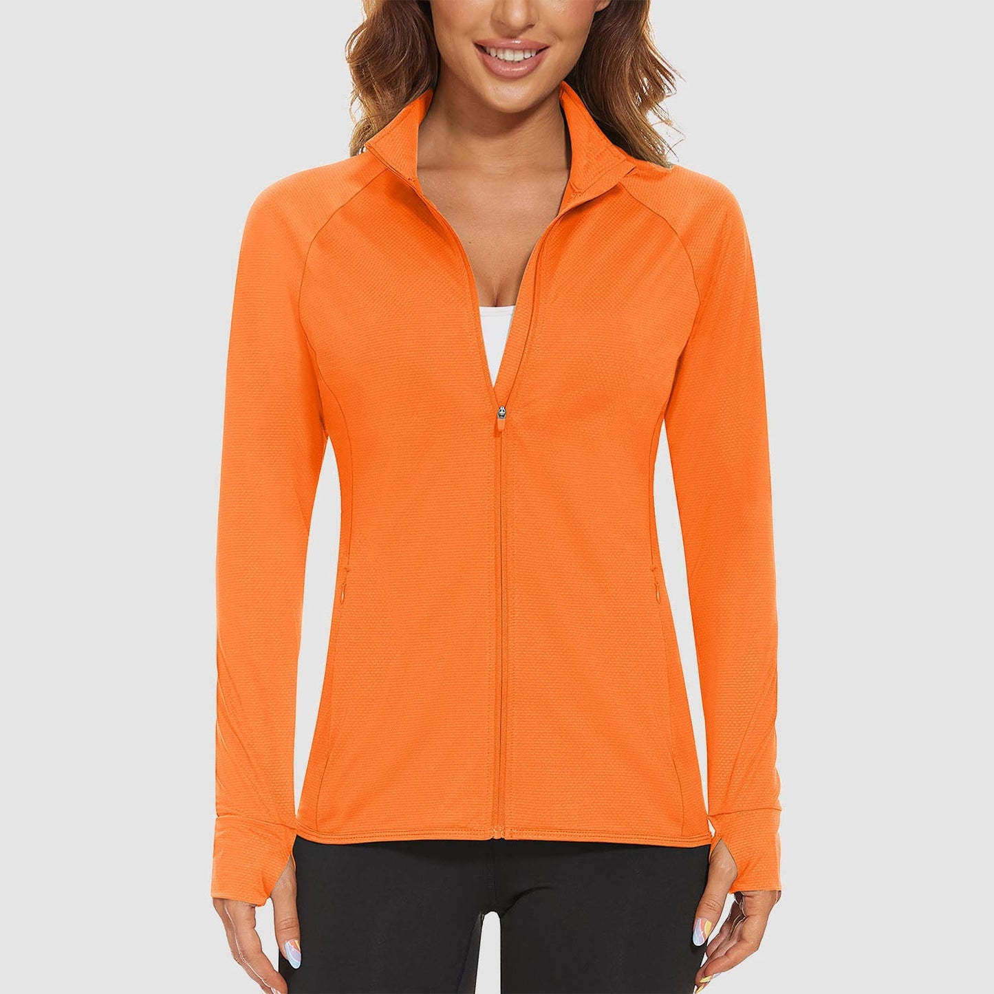 Women's UPF 50+ tennis jacket long sleeve lightweight 4-way stretch sun protection athletic fit