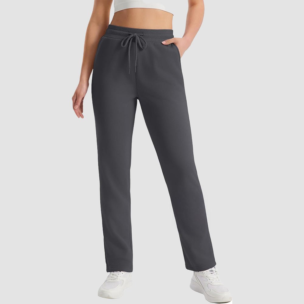 Women's sherpa lined fleece sweatpants water-resistant thermal winter pants cozy relaxed fit