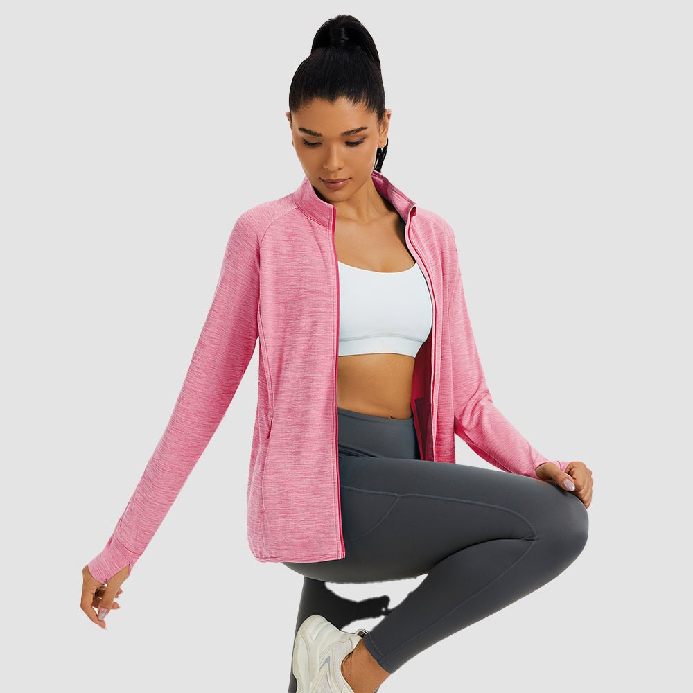 Women's UPF 50+ full zip running jacket lightweight breathable quick-dry sun shield outdoor activewear