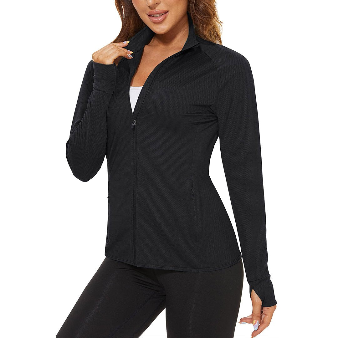 Women's white UPF 50+ quick-dry hiking shirt with sun protection, slim athletic fit