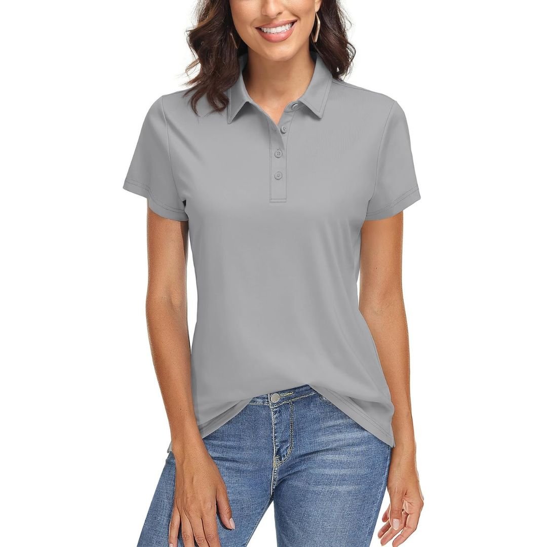 Women's UPF 50+ golf polo shirt quick-dry breathable sun protection lightweight stretch active fit