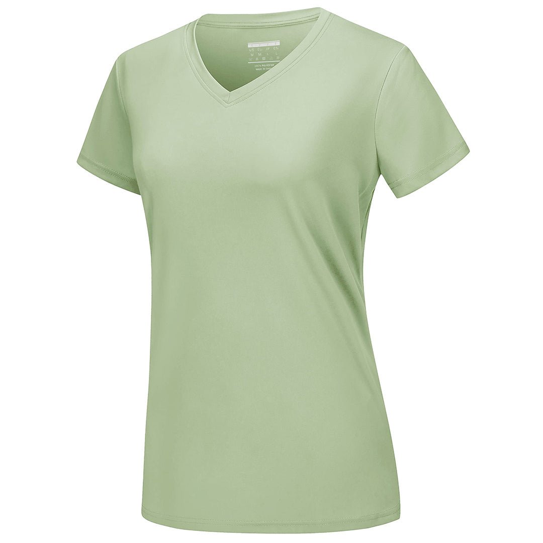 Women's UPF 50+ V-neck tee lightweight stretchy quick-dry sun protection active fit short sleeve