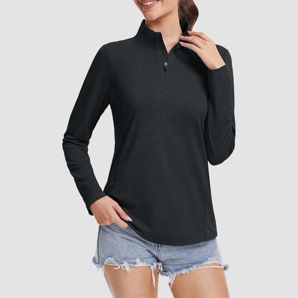 Women's lightweight UPF50 quarter-zip sun protection shirt quick-dry breathable outdoor athletic top