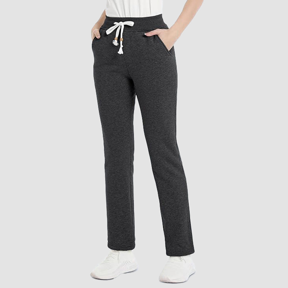 Women's sherpa lined jogger pants cozy fleece interior 3 pockets cotton blend winter loungewear