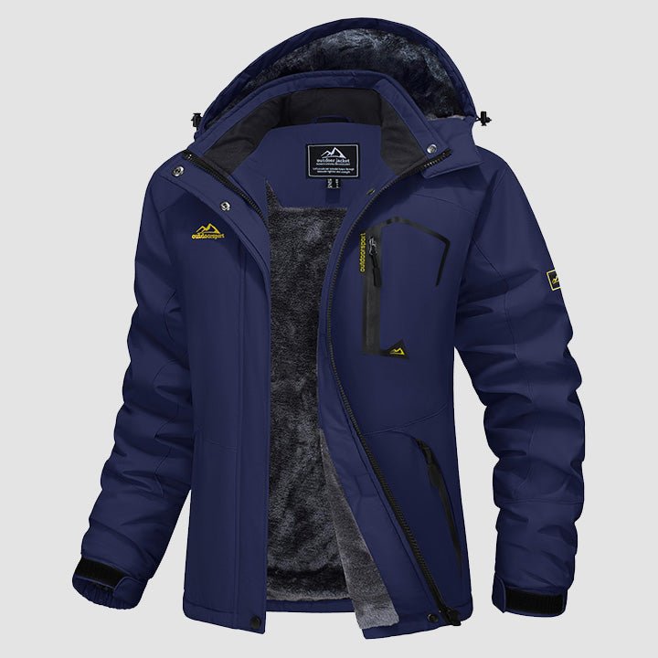 Women's water-resistant fleece ski jacket with four pockets, windproof cozy fit for winter slopes