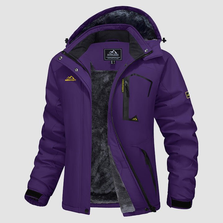 Women's water-resistant fleece ski jacket with four pockets, soft lining, wind protection, winter-ready fit