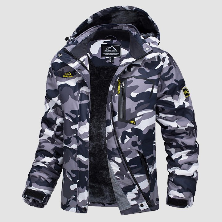 Women's water-resistant fleece ski jacket with four pockets, warm soft lining for winter slopes