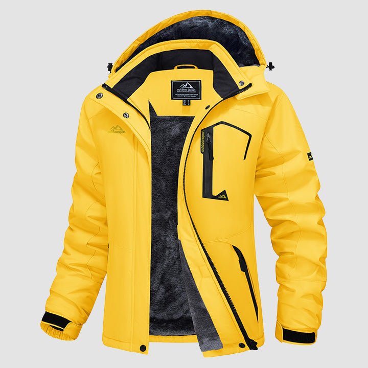 Women's water-resistant fleece ski jacket with four pockets, soft lining, windproof winter outerwear
