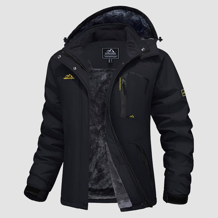 Women's water-resistant fleece ski jacket with four pockets, soft lining, windproof winter outerwear