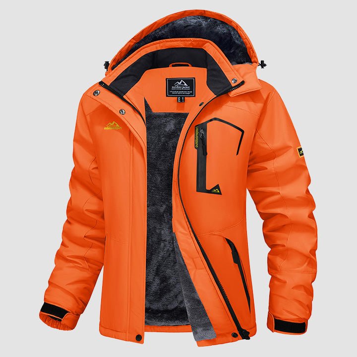 Women's water-resistant fleece ski jacket with four pockets, soft lining, windproof winter outerwear