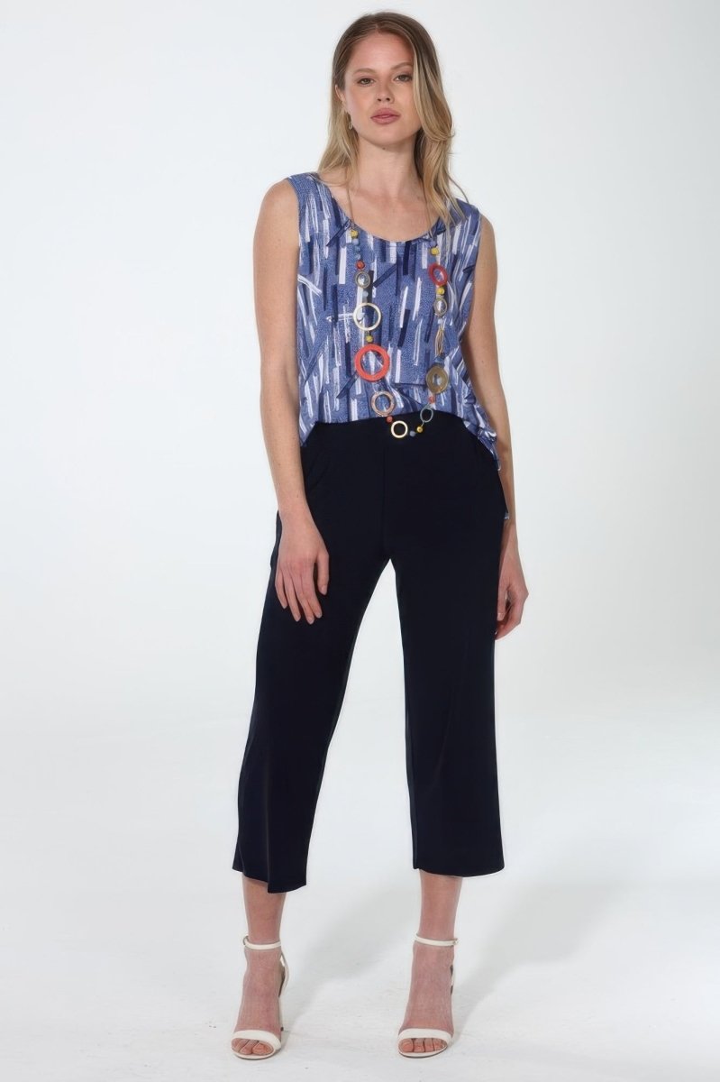 Women's wide leg ankle pants with side pockets, fluid silhouette in neutral tone for effortless style