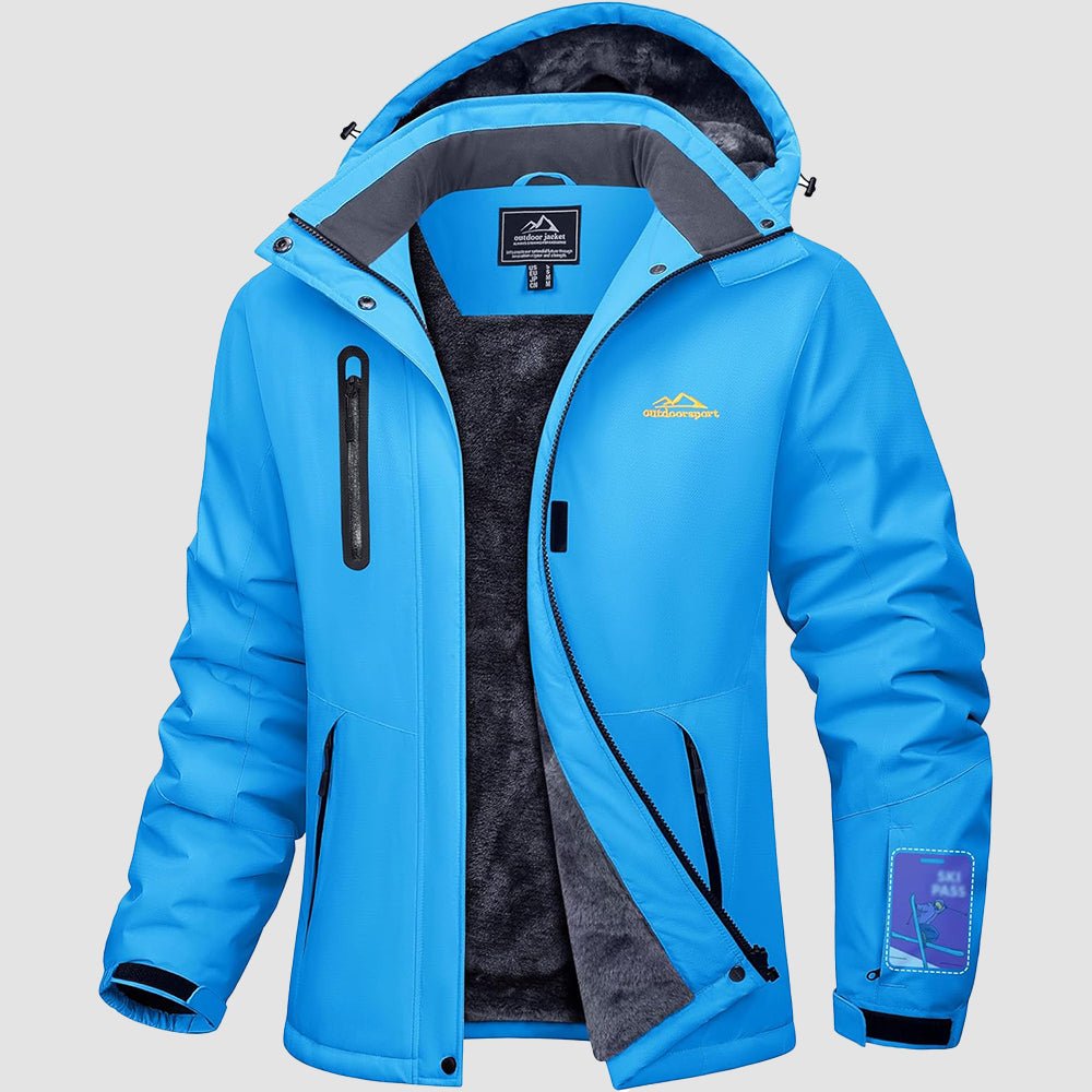Women's windproof waterproof ski jacket with warm fleece lining, 5-pocket all-weather winter coat