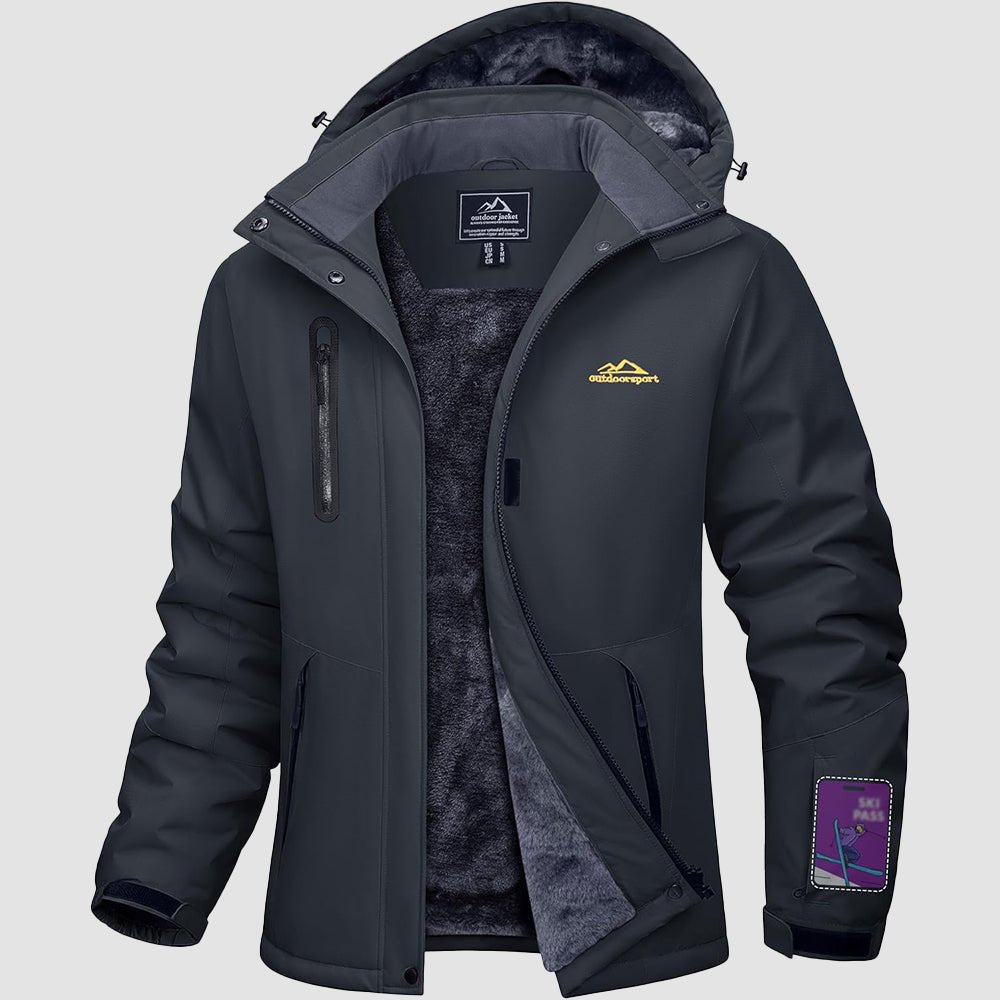Women's windproof waterproof ski jacket with warm fleece lining, 5-pocket all-weather winter coat