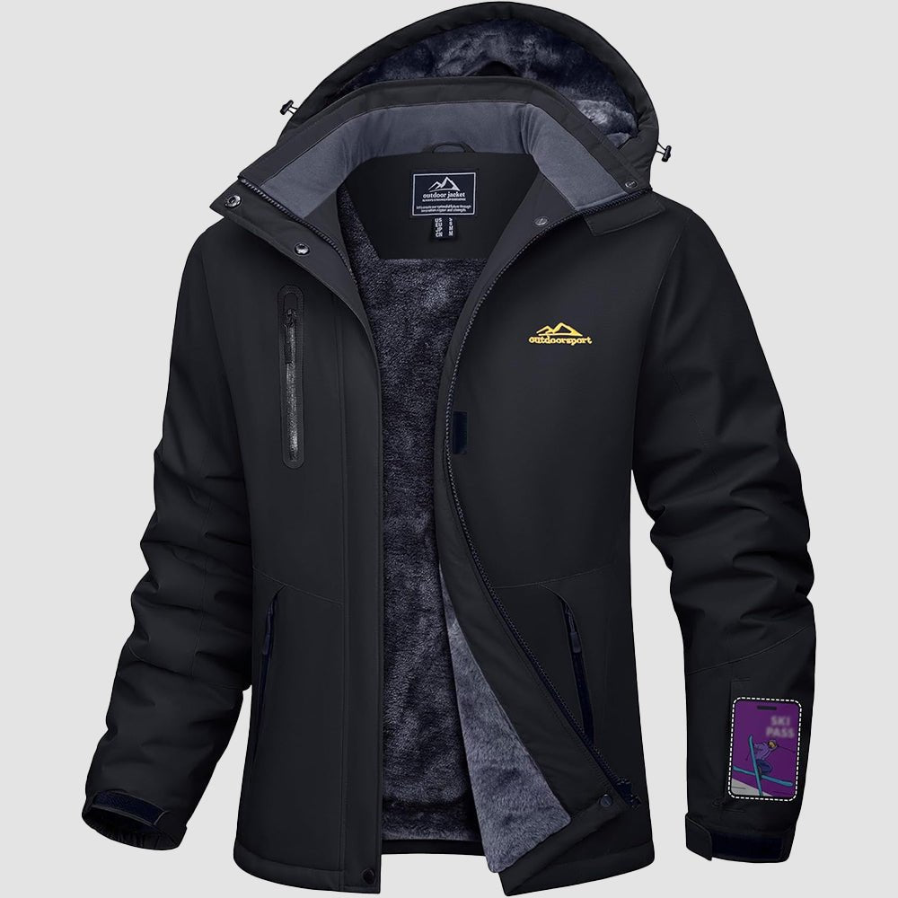 Women's windproof waterproof ski jacket with warm fleece lining, 5-pocket all-weather winter coat