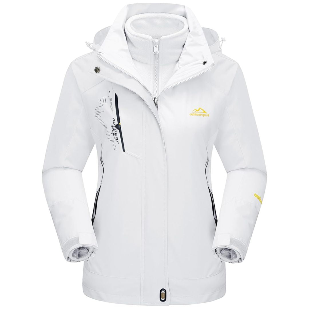 Women's 3-in-1 windproof ski jacket navy blue detachable fleece liner water-resistant outdoor winter coat