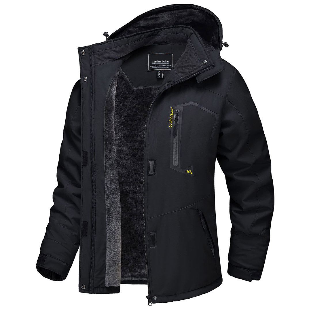 Women's waterproof insulated hooded ski jacket with warm fleece lining, windproof fit for cold weather