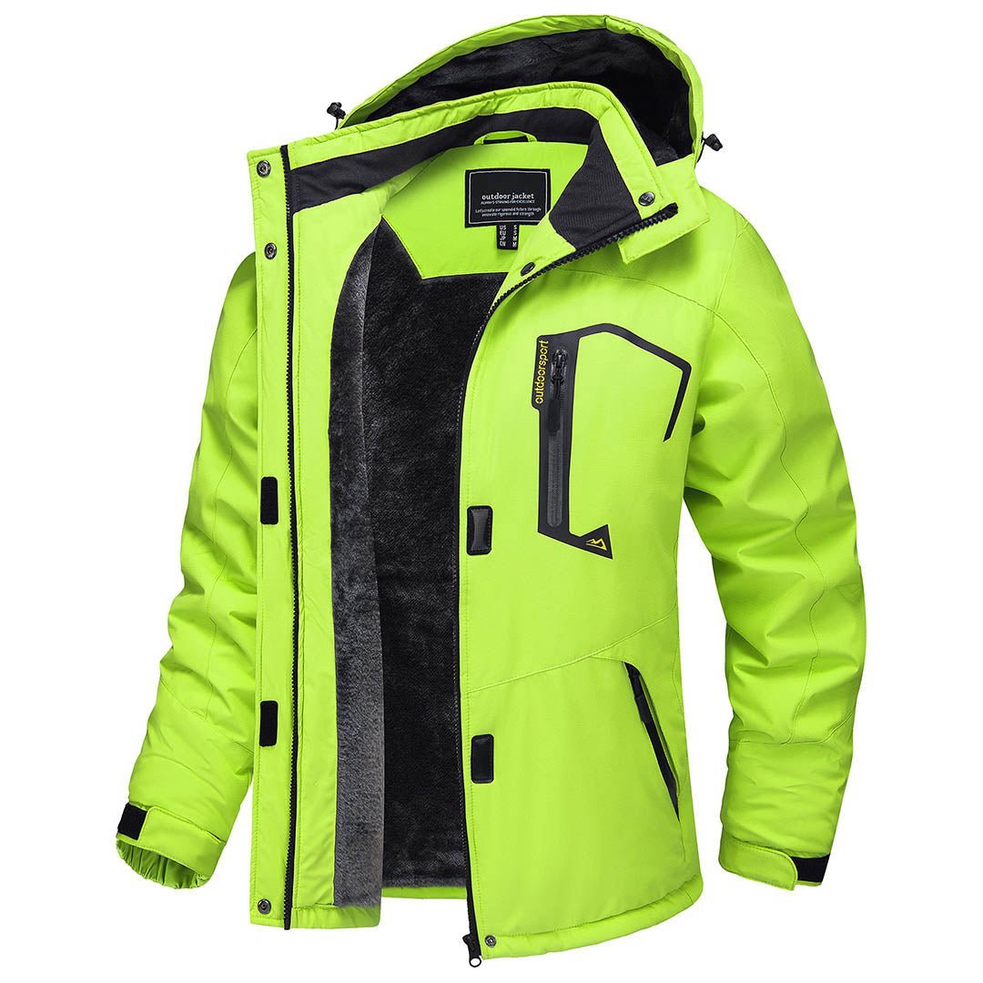 Women's waterproof insulated hooded ski jacket with warm fleece lining, windproof cold-weather design