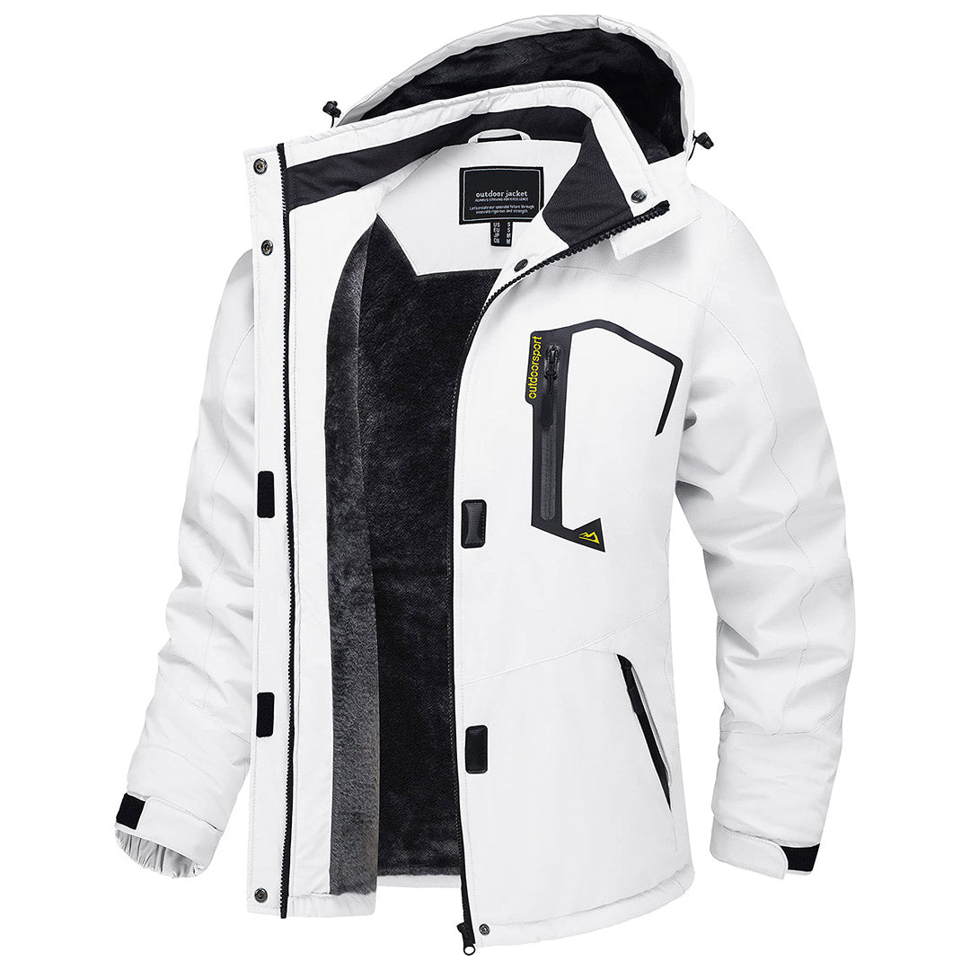 Women's waterproof insulated hooded ski jacket with warm fleece lining, windproof winter coat