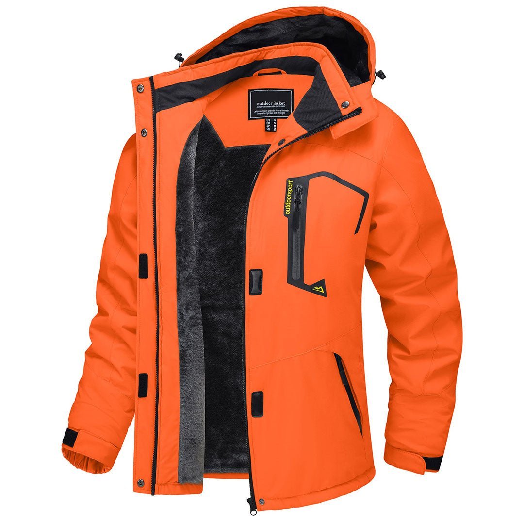 Women's waterproof insulated hooded ski jacket with warm fleece lining, windproof cold-weather fit