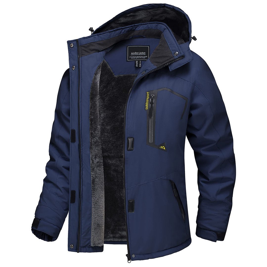 Women's waterproof insulated hooded ski jacket with warm fleece lining, windproof cold-weather fit