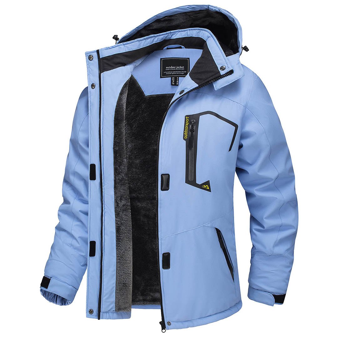 Women's waterproof insulated hooded ski jacket with warm fleece lining, windproof cold-weather fit