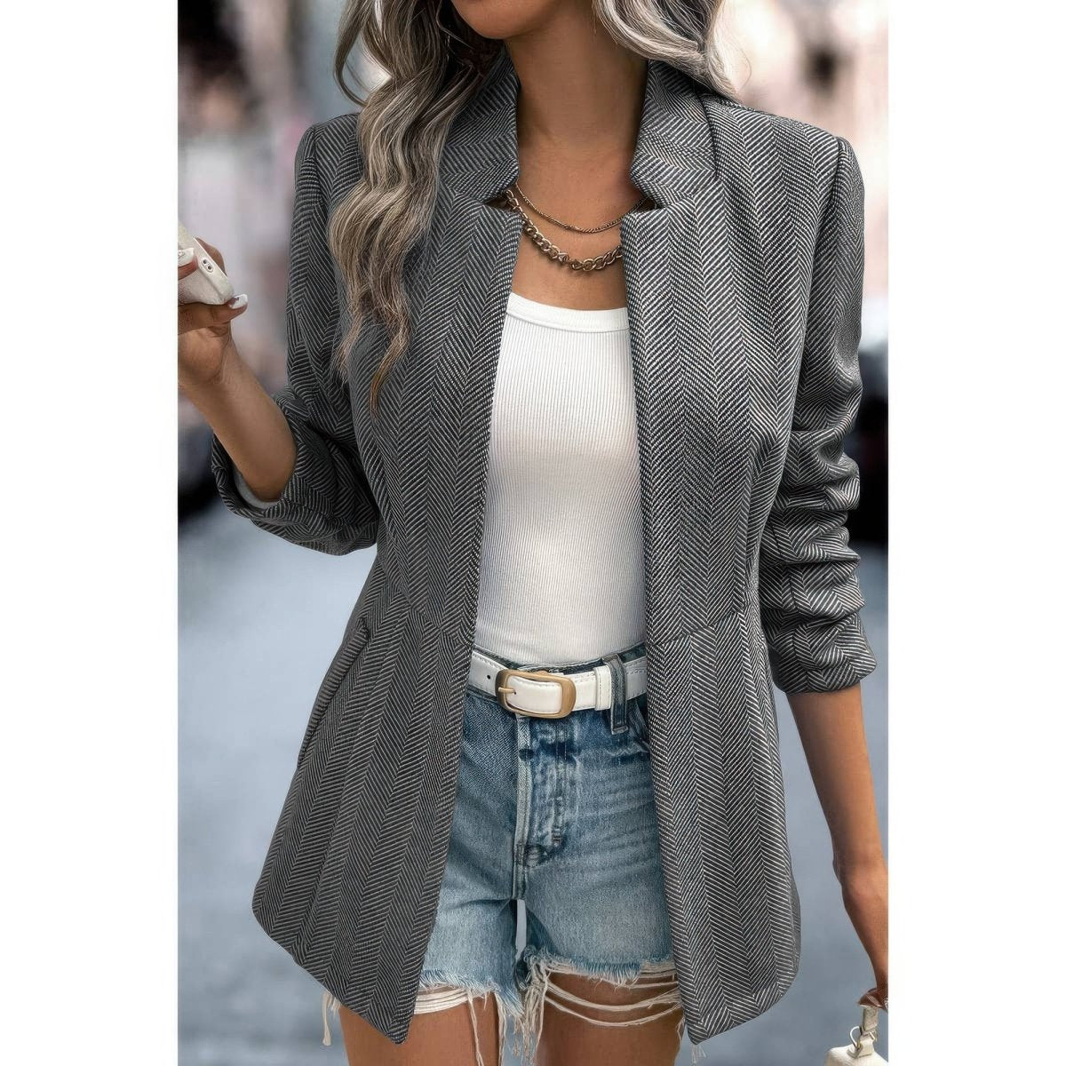 Women's wool blend overcoat mid-thigh tailored silhouette with functional pockets elegant everyday style