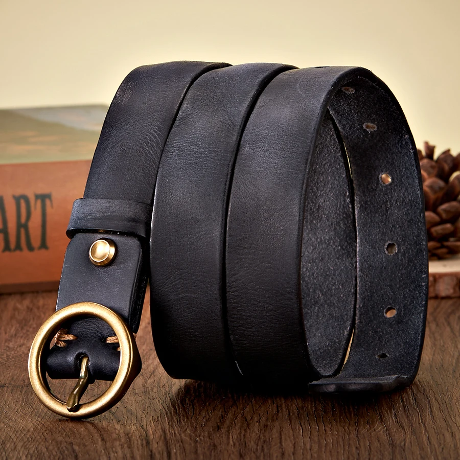 Dakota genuine leather belt aged patina solid copper buckle rugged everyday style timeless fit