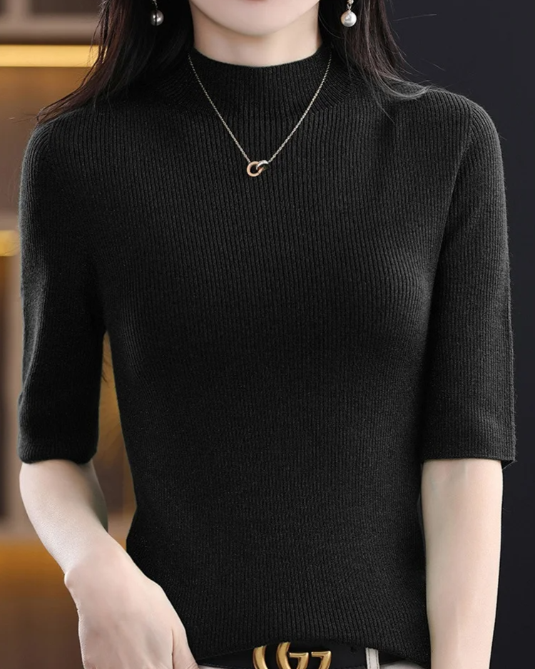 Bellamy ribbed knit top women soft breathable versatile day-to-night anti-pill non-fade silhouette
