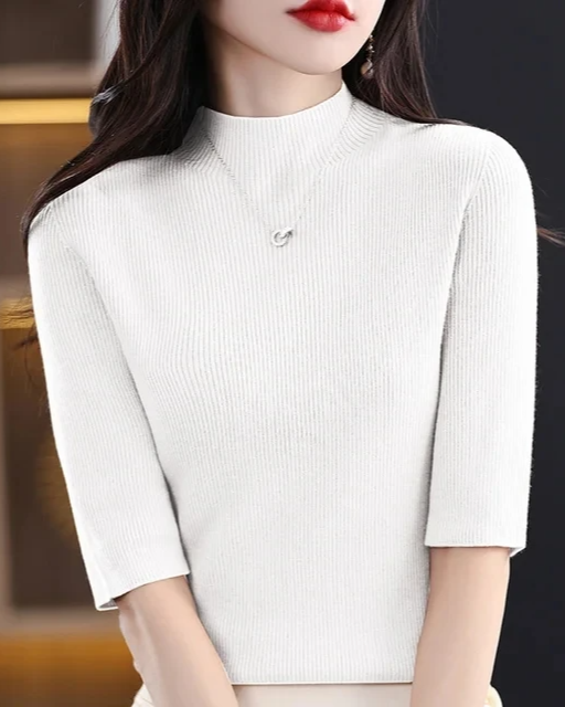 Bellamy ribbed knit top women soft breathable anti-pill versatile day-to-night stretch fit